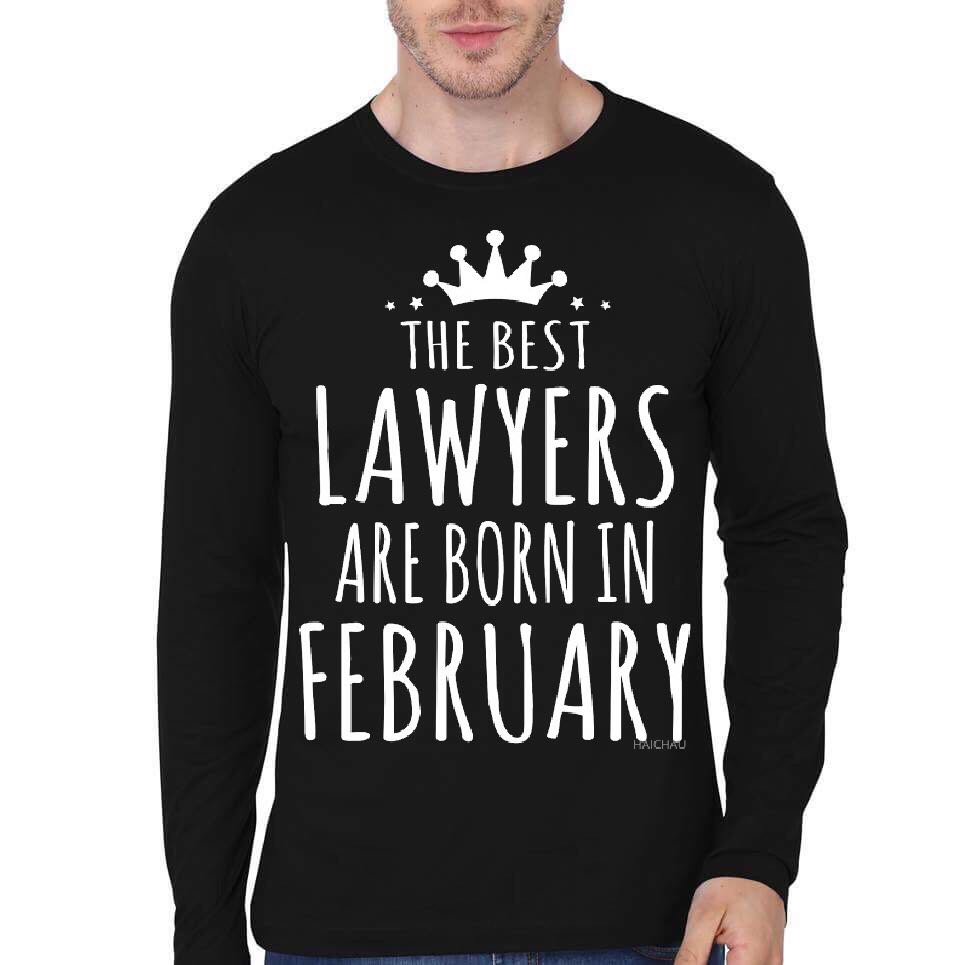 Best Lawyers Are Born In February Black Full Sleeve T-Shirt Hoodie, Sweatshirt | PureTeeCo.com