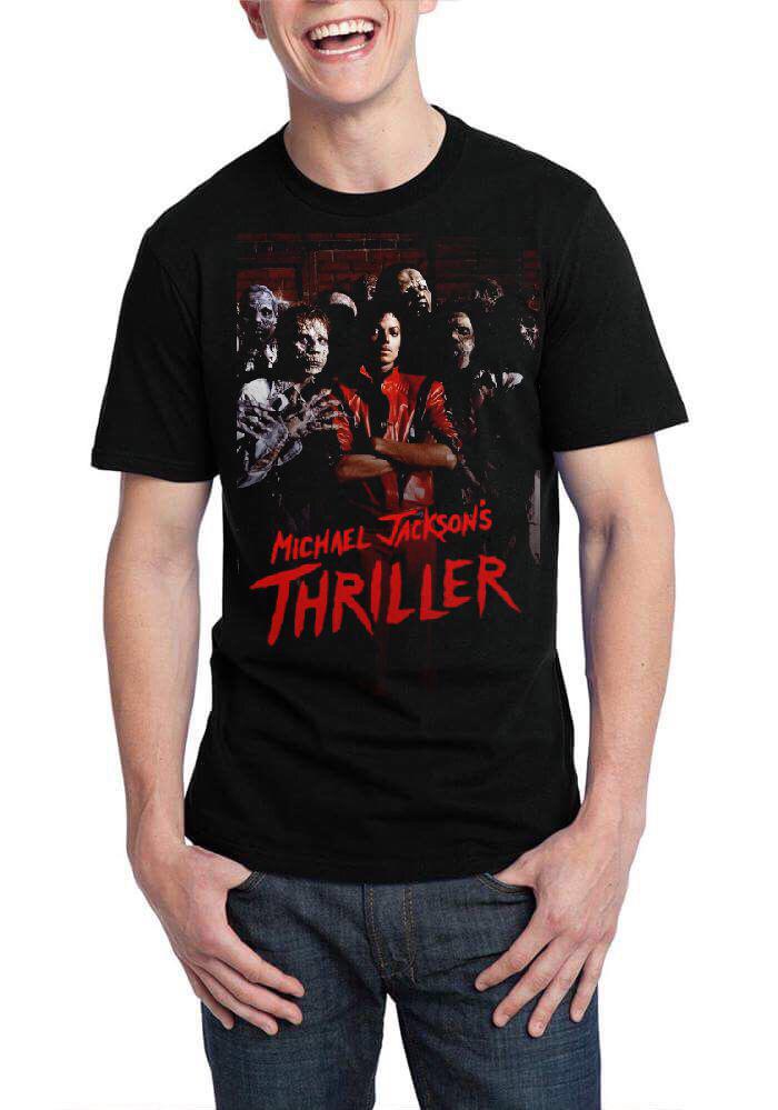 Michael Jackson Thriller Half Sleeve Black T-Shirt Hoodie, Sweatshirt | PureTeeCo.com