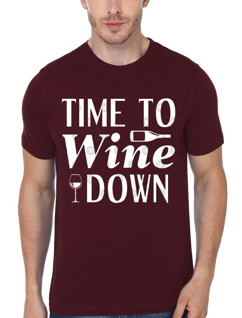 Time To Wine Down Maroon Half Sleeve T-Shirt Hoodie, Sweatshirt | PureTeeCo.com