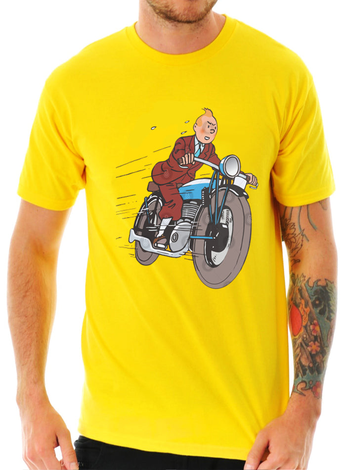Tintin Bike Yellow T-Shirt Hoodie, Sweatshirt | PureTeeCo.com
