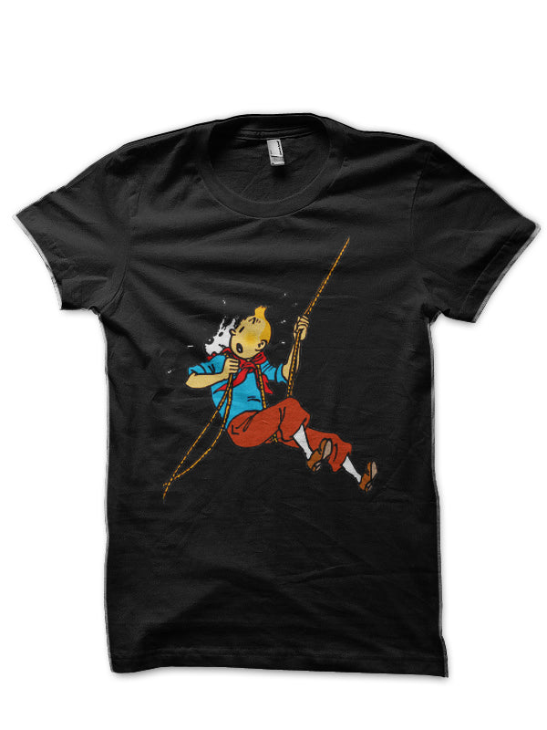 Tintin Black Half Sleeve T-Shirt Style001 Hoodie, Sweatshirt | PureTeeCo.com