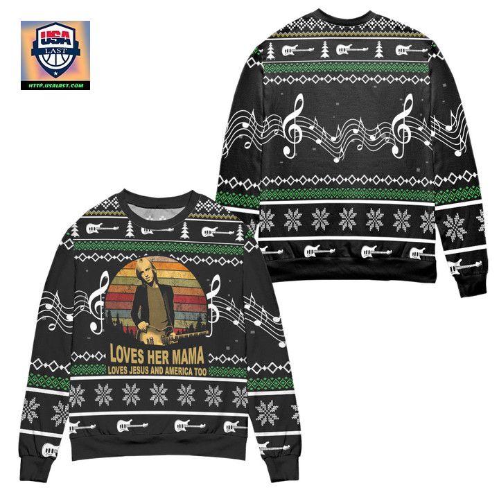 Tom Petty and the Heartbreakers Ugly Christmas Sweater Black
