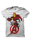 Tony Stark White Tee Hoodie, Sweatshirt | PureTeeCo.com