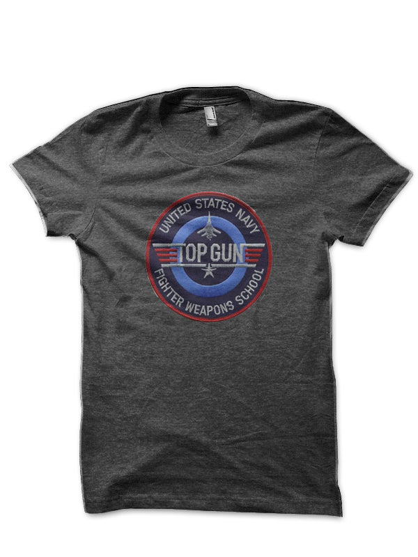 Top Gun Half Sleeve Charcoal Grey T-Shirt Hoodie, Sweatshirt | PureTeeCo.com