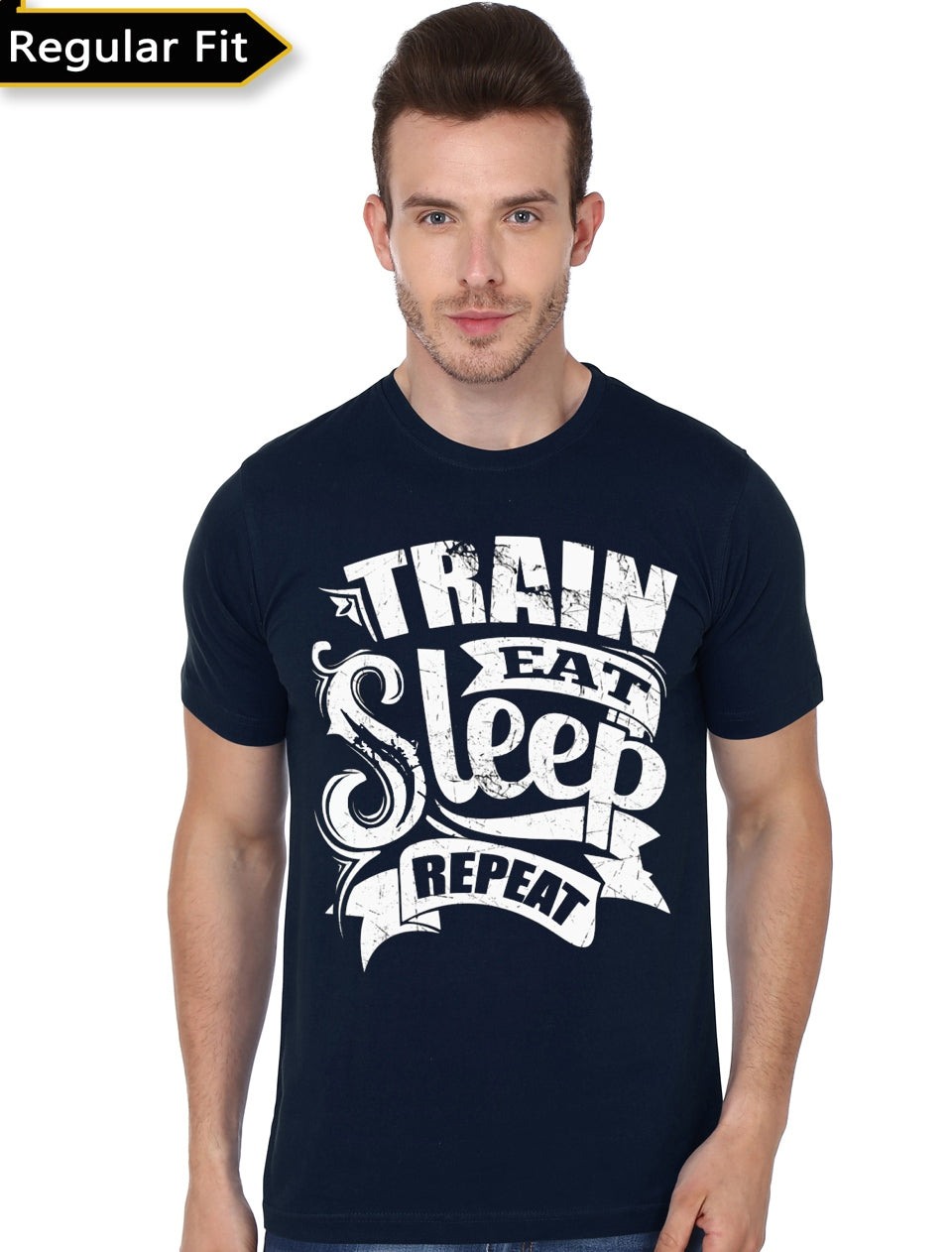 Train Eat Sleep Dark Blue Tee Hoodie, Sweatshirt | PureTeeCo.com