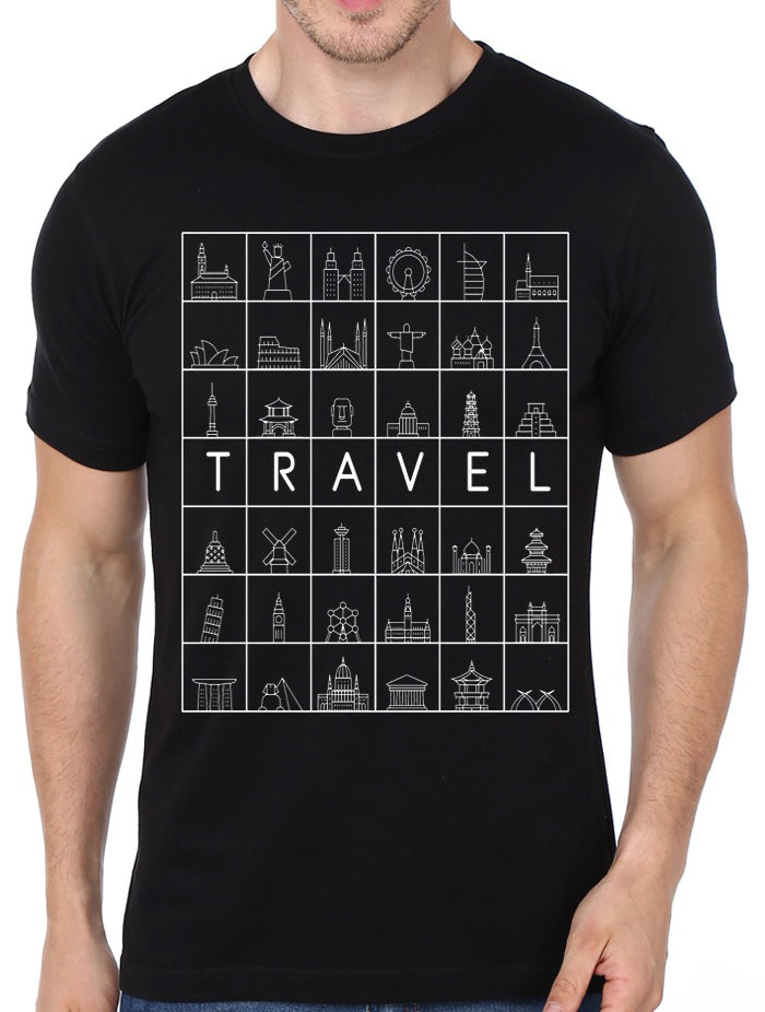 Traveller Half Sleeve Black T-Shirt Hoodie, Sweatshirt | PureTeeCo.com