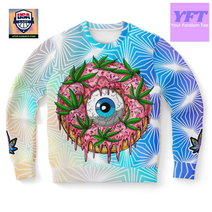 Trippy Donut Holographic Psychedelic 3d Ugly Christmas Sweater
