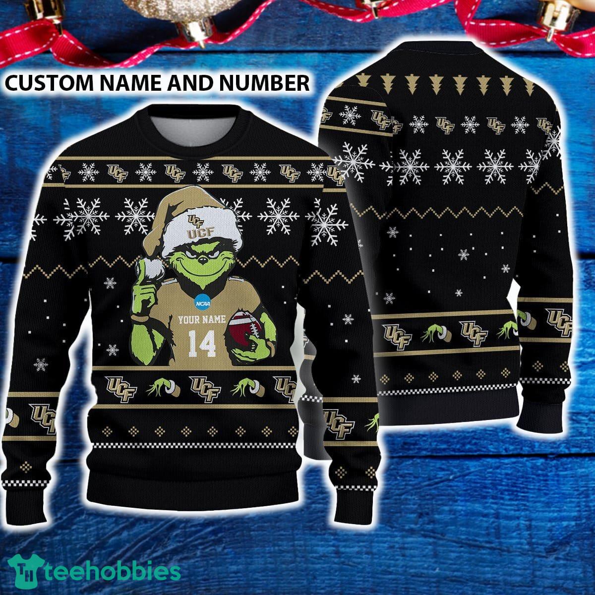 UCF Knights 3D Ugly Christmas Sweater Grinch Funny Custom Number And Name
