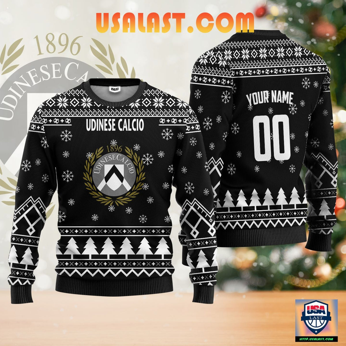 Udinese Calcio Personalized Ugly Christmas Sweater Black Version