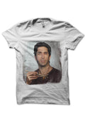 Ross Geller With Unagi Half Sleeve White T-Shirt Hoodie, Sweatshirt | PureTeeCo.com