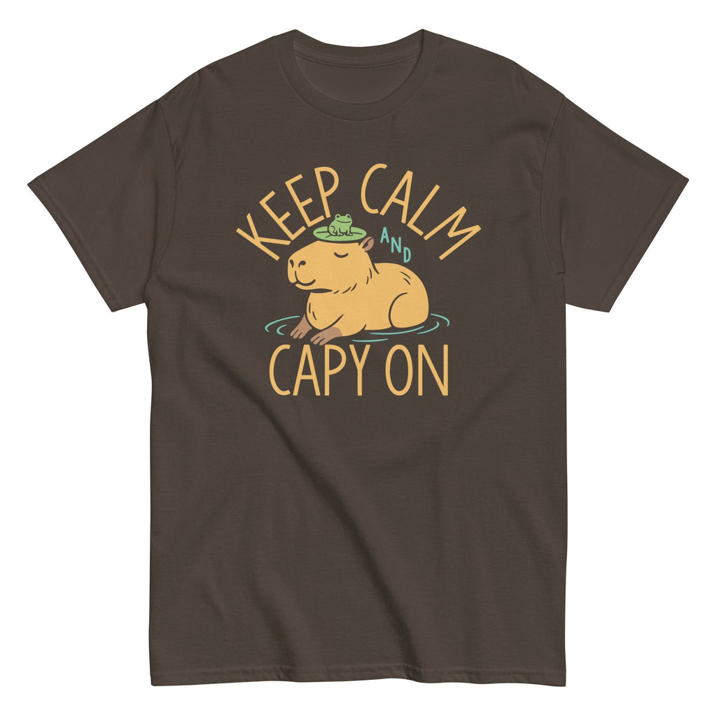 Keep Calm And Capy On Men's Classic Tee Hoodie, Sweatshirt | PureTeeCo.com (Image 5)