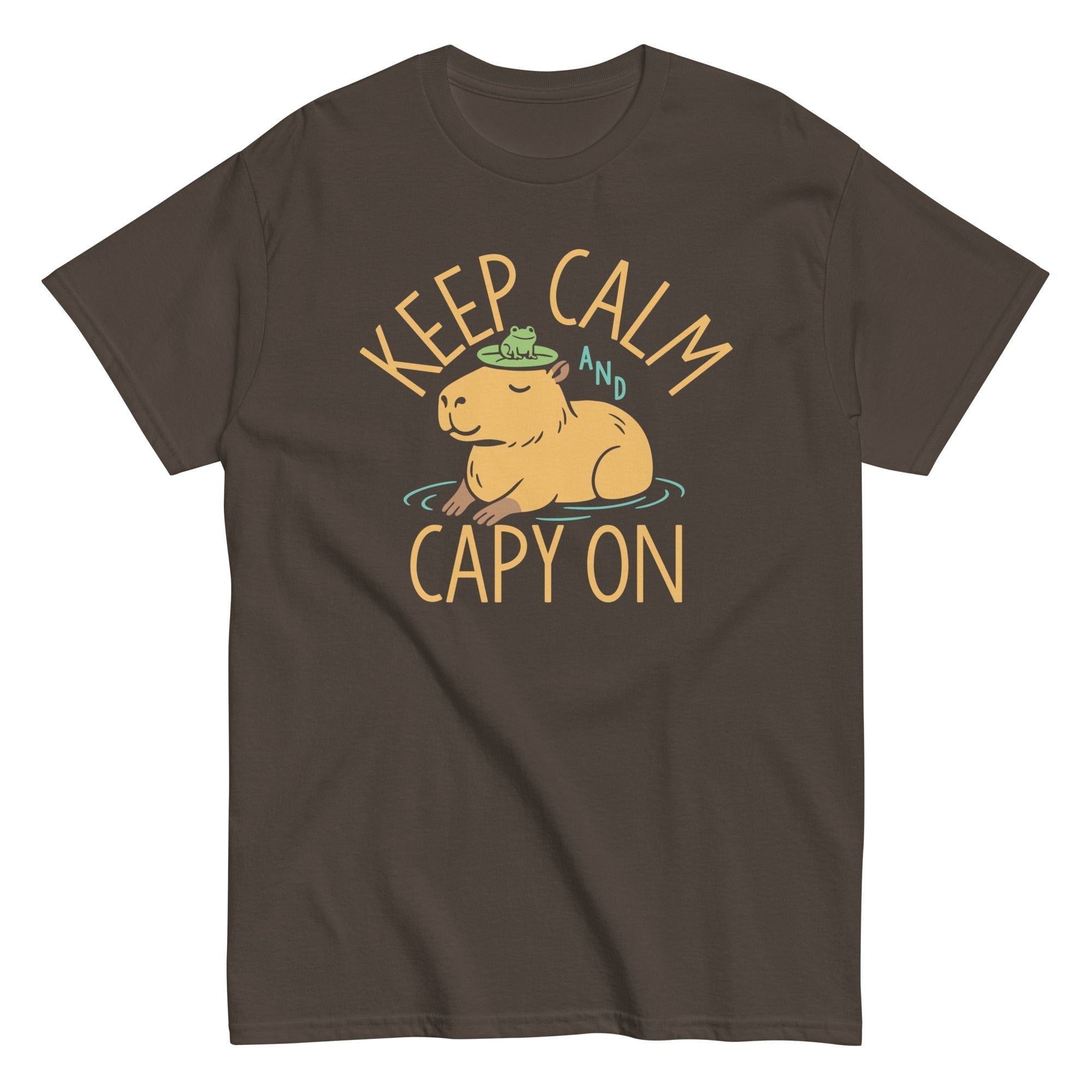 Keep Calm And Capy On Men's Classic Tee Hoodie, Sweatshirt | PureTeeCo.com (Image 5)