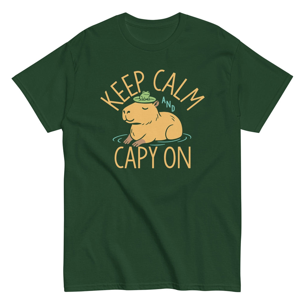 Keep Calm And Capy On Men's Classic Tee Hoodie, Sweatshirt | PureTeeCo.com (Image 4)