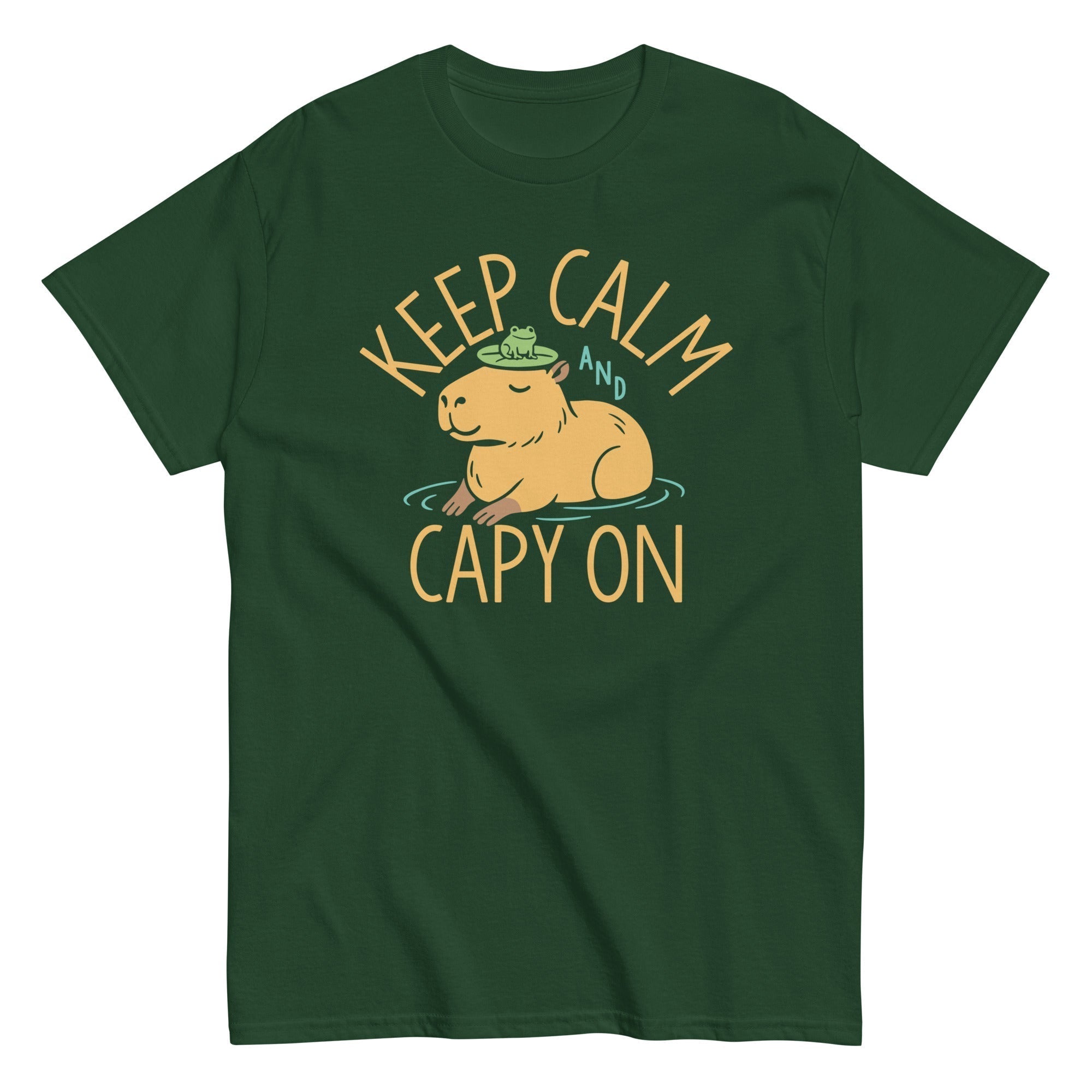 Keep Calm And Capy On Men's Classic Tee Hoodie, Sweatshirt | PureTeeCo.com (Image 4)