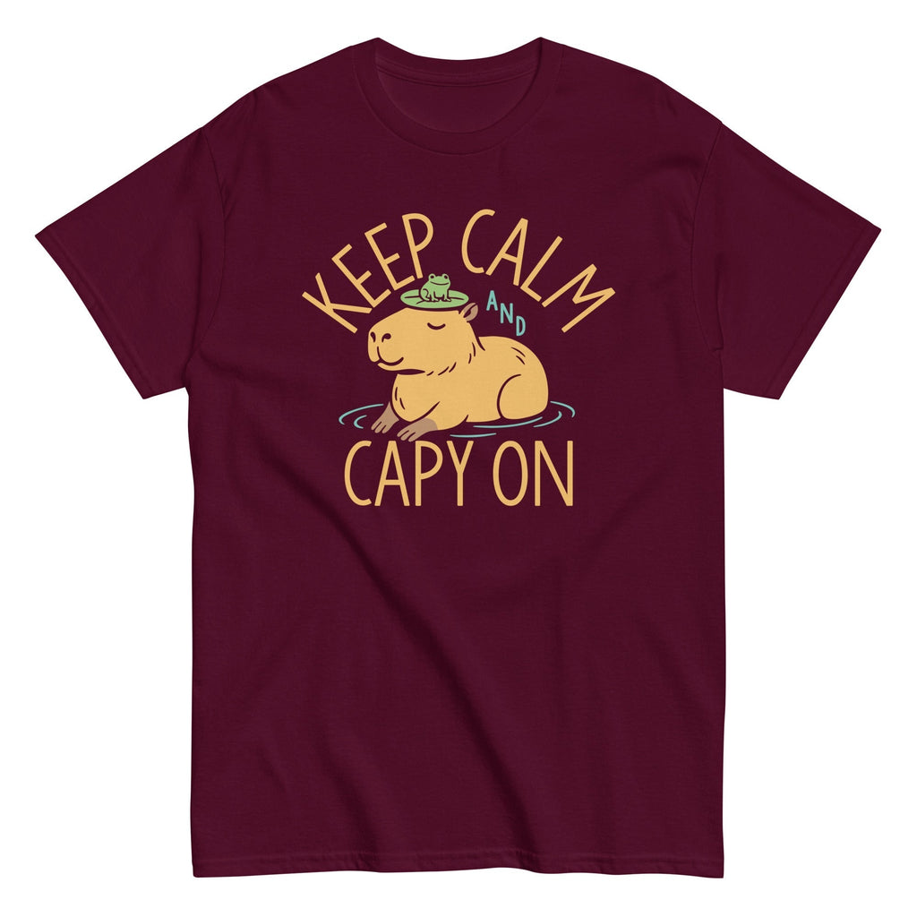 Keep Calm And Capy On Men's Classic Tee Hoodie, Sweatshirt | PureTeeCo.com (Image 2)