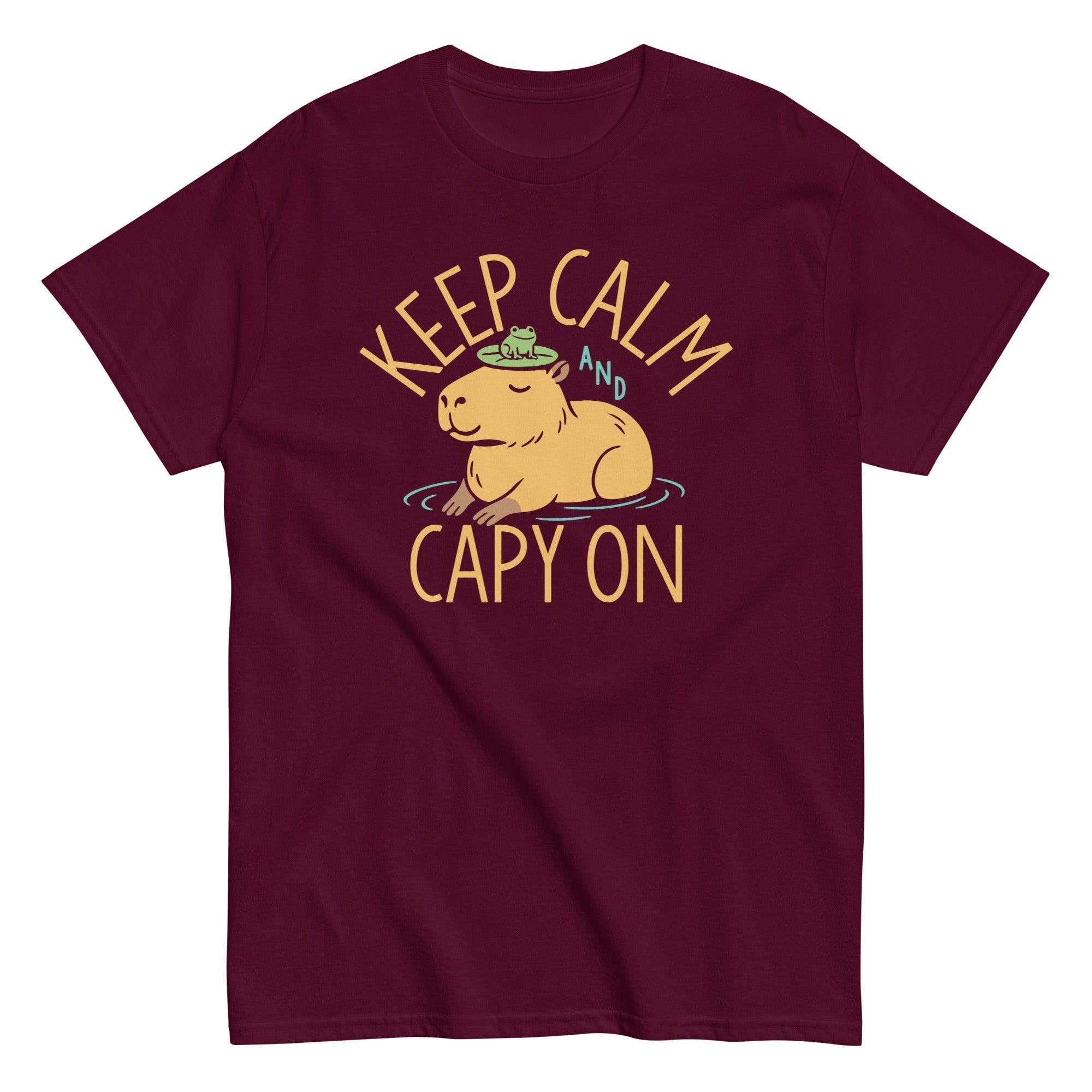 Keep Calm And Capy On Men's Classic Tee Hoodie, Sweatshirt | PureTeeCo.com (Image 2)