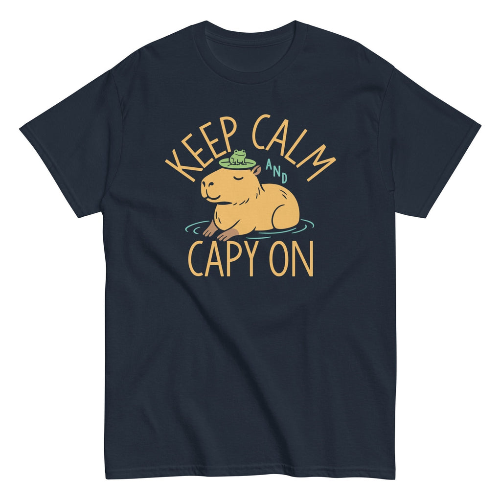 Keep Calm And Capy On Men's Classic Tee Hoodie, Sweatshirt | PureTeeCo.com (Image 1)