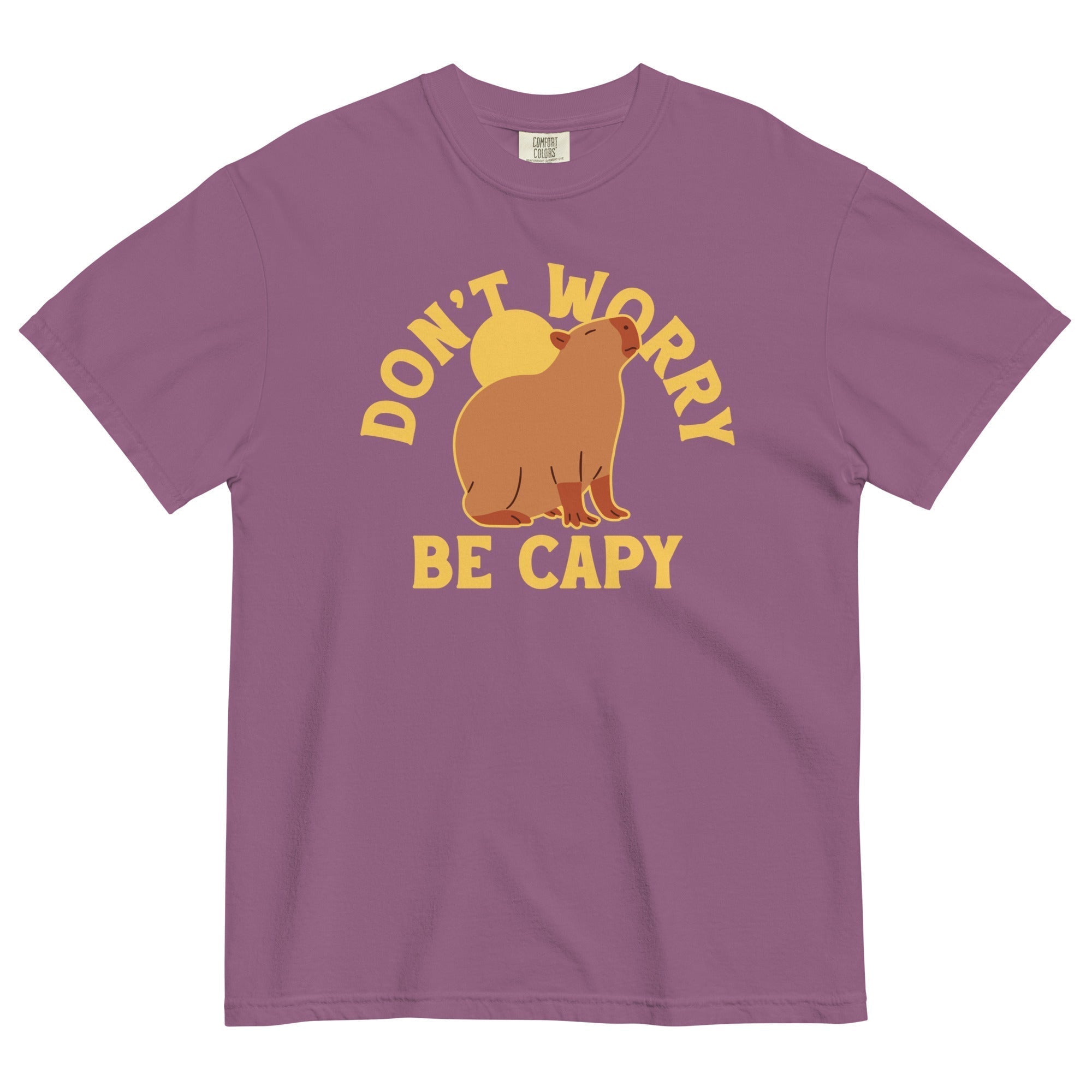 Don't Worry Be Capy Men's Relaxed Fit Tee Hoodie, Sweatshirt | PureTeeCo.com (Image 4)