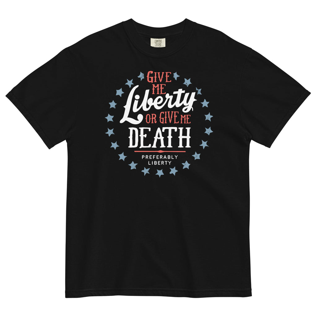 Liberty Or Death, Preferably Liberty Men's Relaxed Fit Tee Hoodie, Sweatshirt | PureTeeCo.com (Image 1)