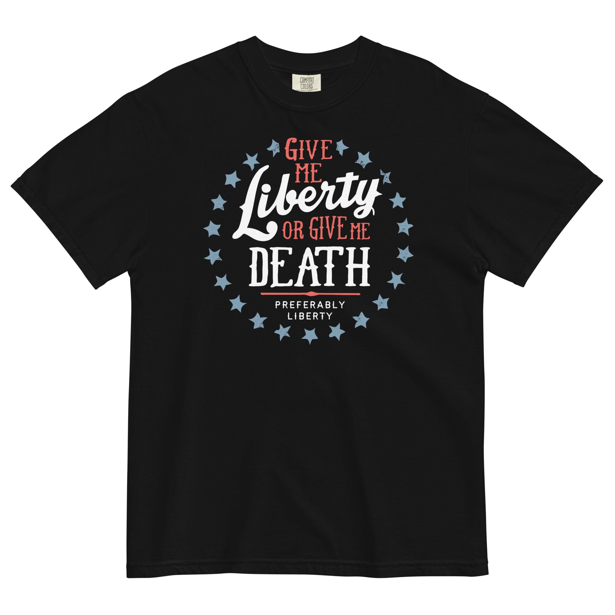 Liberty Or Death, Preferably Liberty Men's Relaxed Fit Tee Hoodie, Sweatshirt | PureTeeCo.com (Image 1)