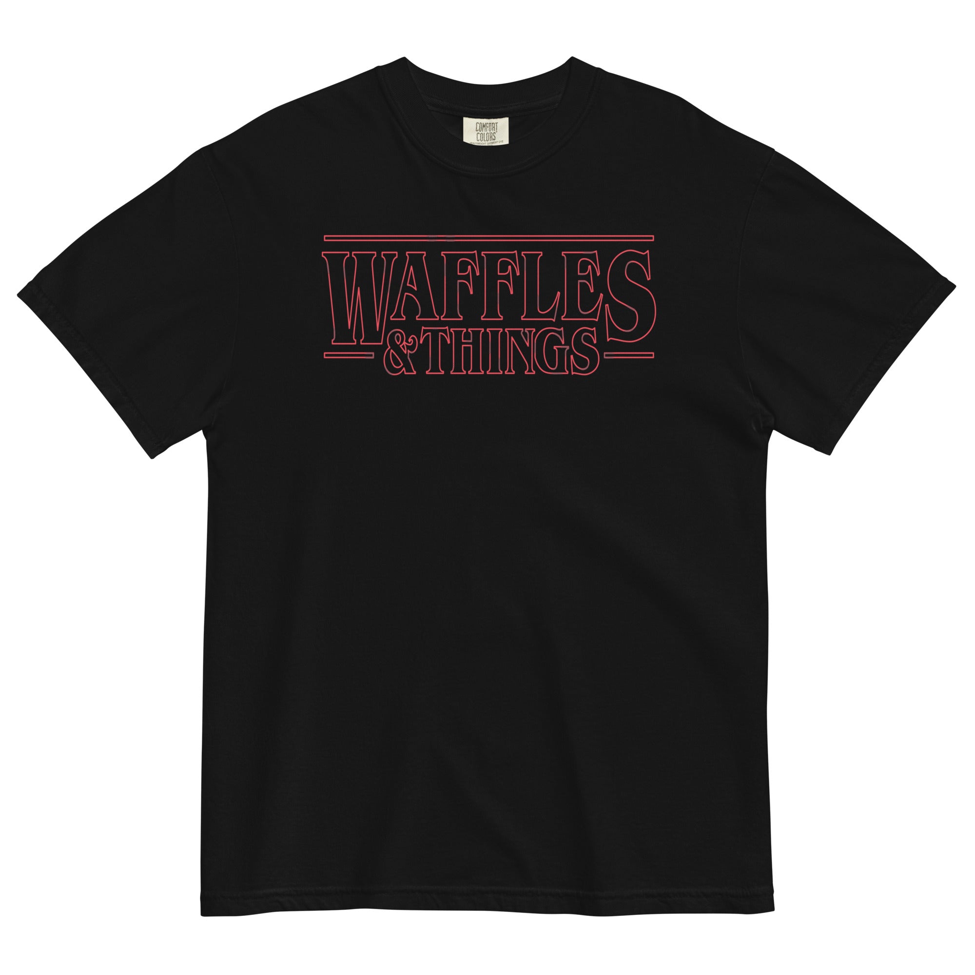 Waffles & Things Men's Relaxed Fit Tee Hoodie, Sweatshirt | PureTeeCo.com (Image 1)