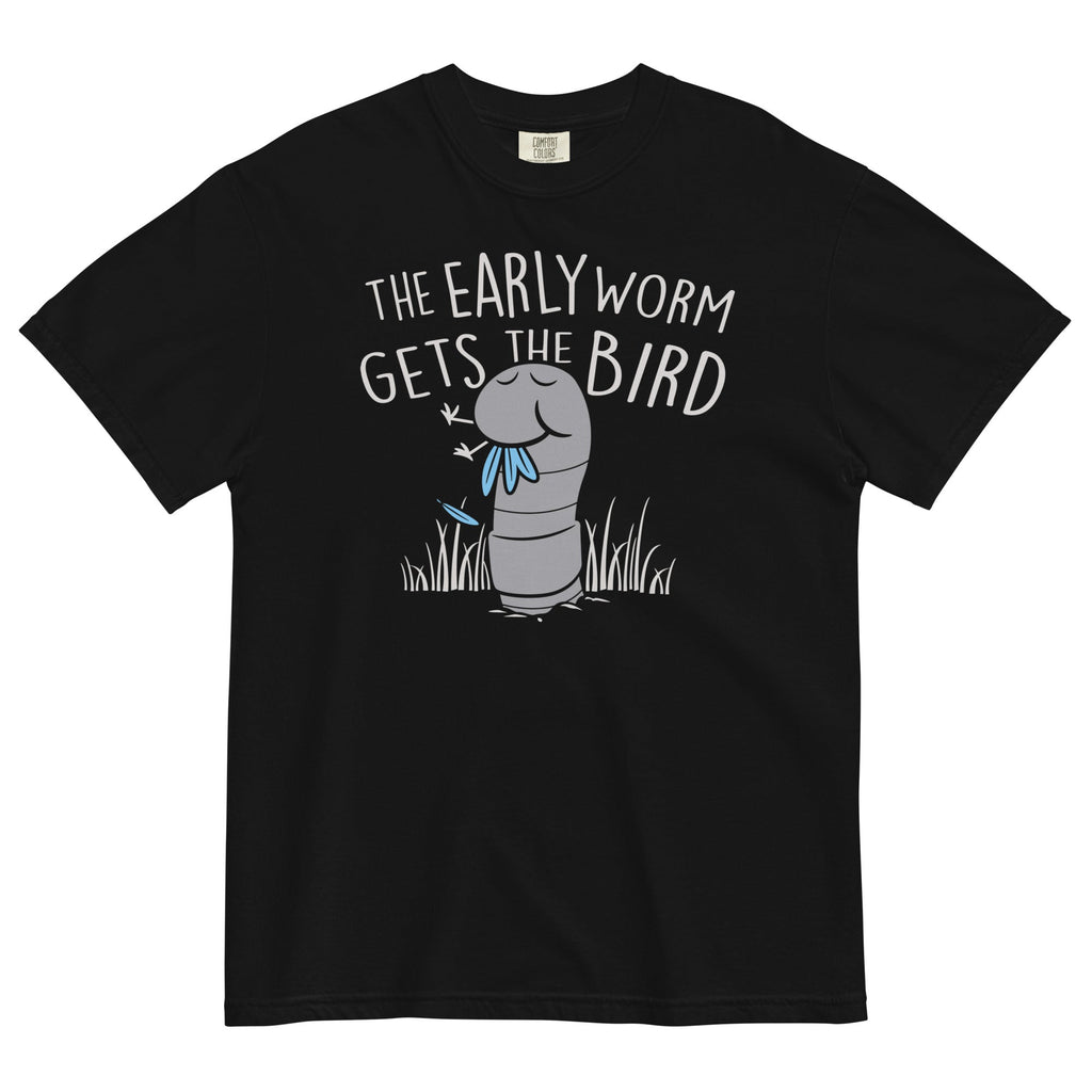 The Early Worm Gets The Bird Men's Relaxed Fit Tee Hoodie, Sweatshirt | PureTeeCo.com (Image 2)