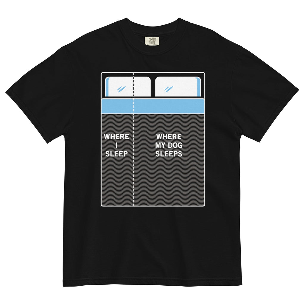 Where I Sleep, Where My Dog Sleeps Men's Relaxed Fit Tee Hoodie, Sweatshirt | PureTeeCo.com (Image 2)