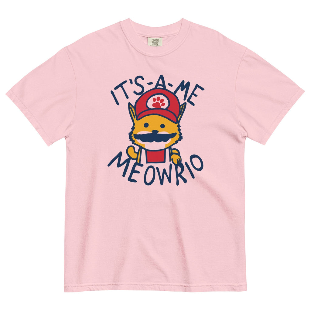 It's-a-me Meowrio Men's Relaxed Fit Tee Hoodie, Sweatshirt | PureTeeCo.com (Image 3)