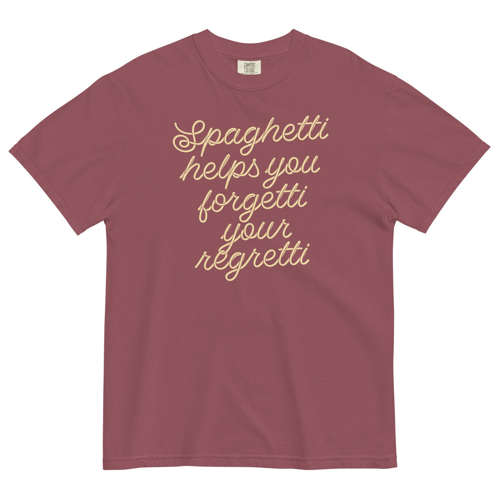 Spaghetti Helps You Forgetti Your Regretti Men's Relaxed Fit Tee Hoodie, Sweatshirt | PureTeeCo.com (Image 3)