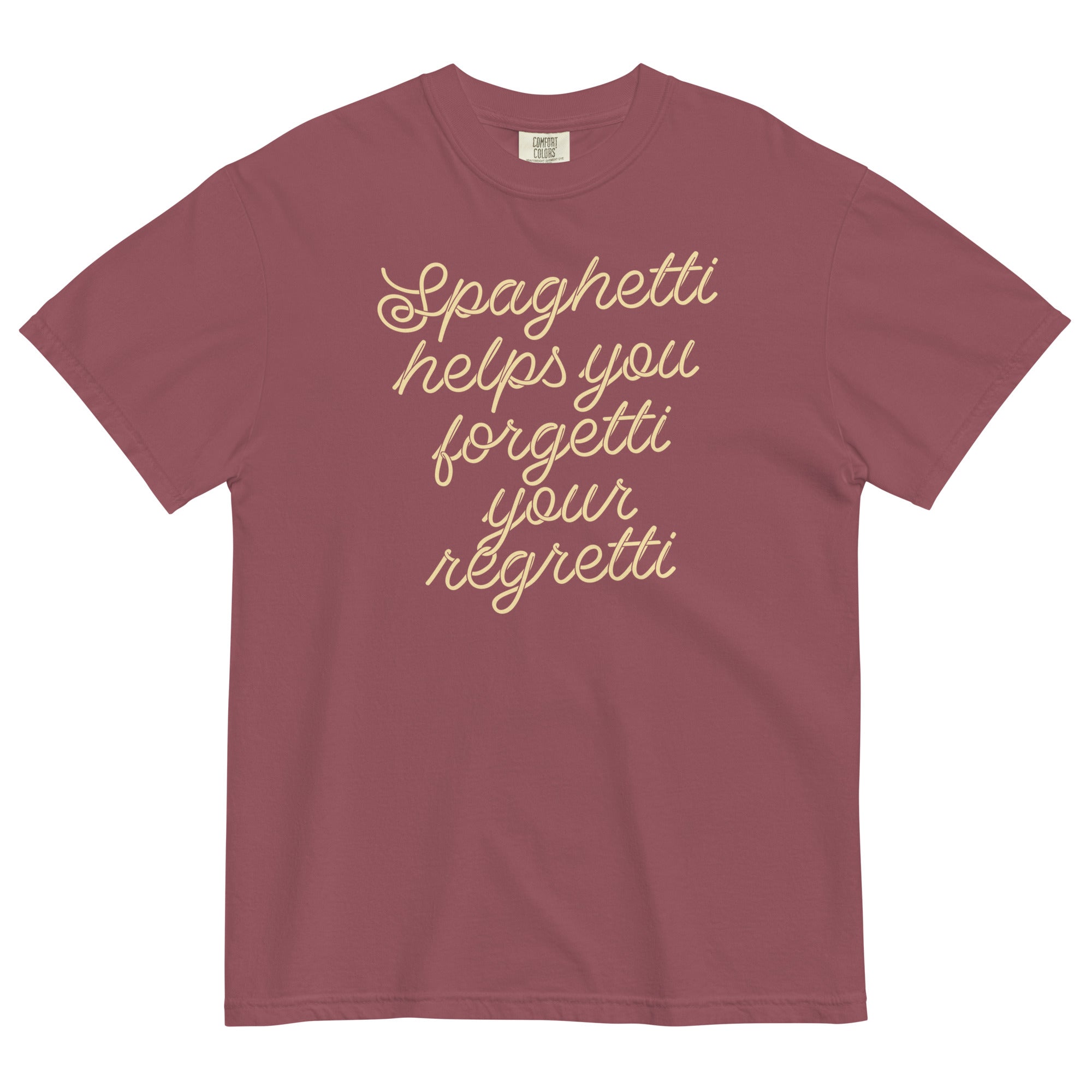 Spaghetti Helps You Forgetti Your Regretti Men's Relaxed Fit Tee Hoodie, Sweatshirt | PureTeeCo.com (Image 3)