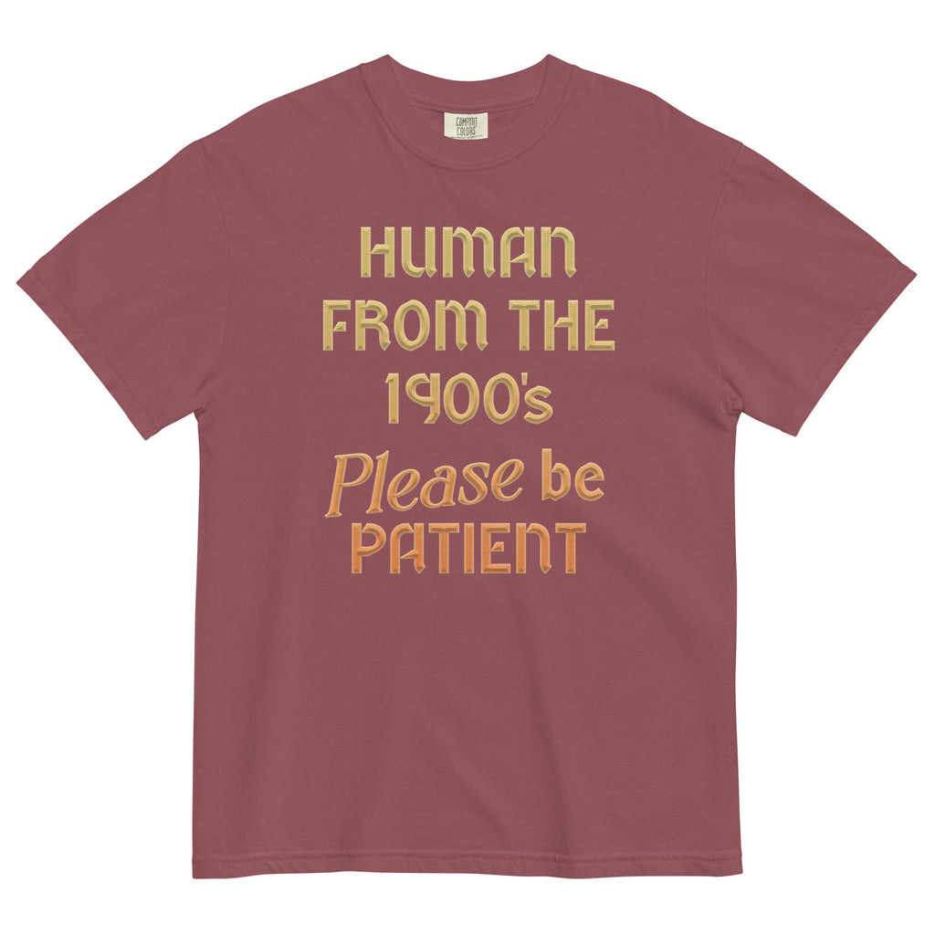 Human From The 1900's Please Be Patient Men's Relaxed Fit Tee Hoodie, Sweatshirt | PureTeeCo.com (Image 5)