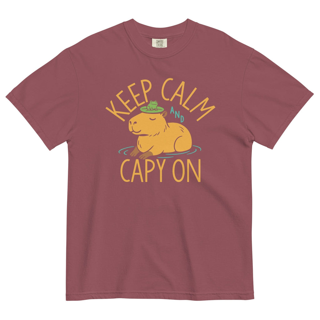 Keep Calm And Capy On Men's Relaxed Fit Tee Hoodie, Sweatshirt | PureTeeCo.com (Image 5)