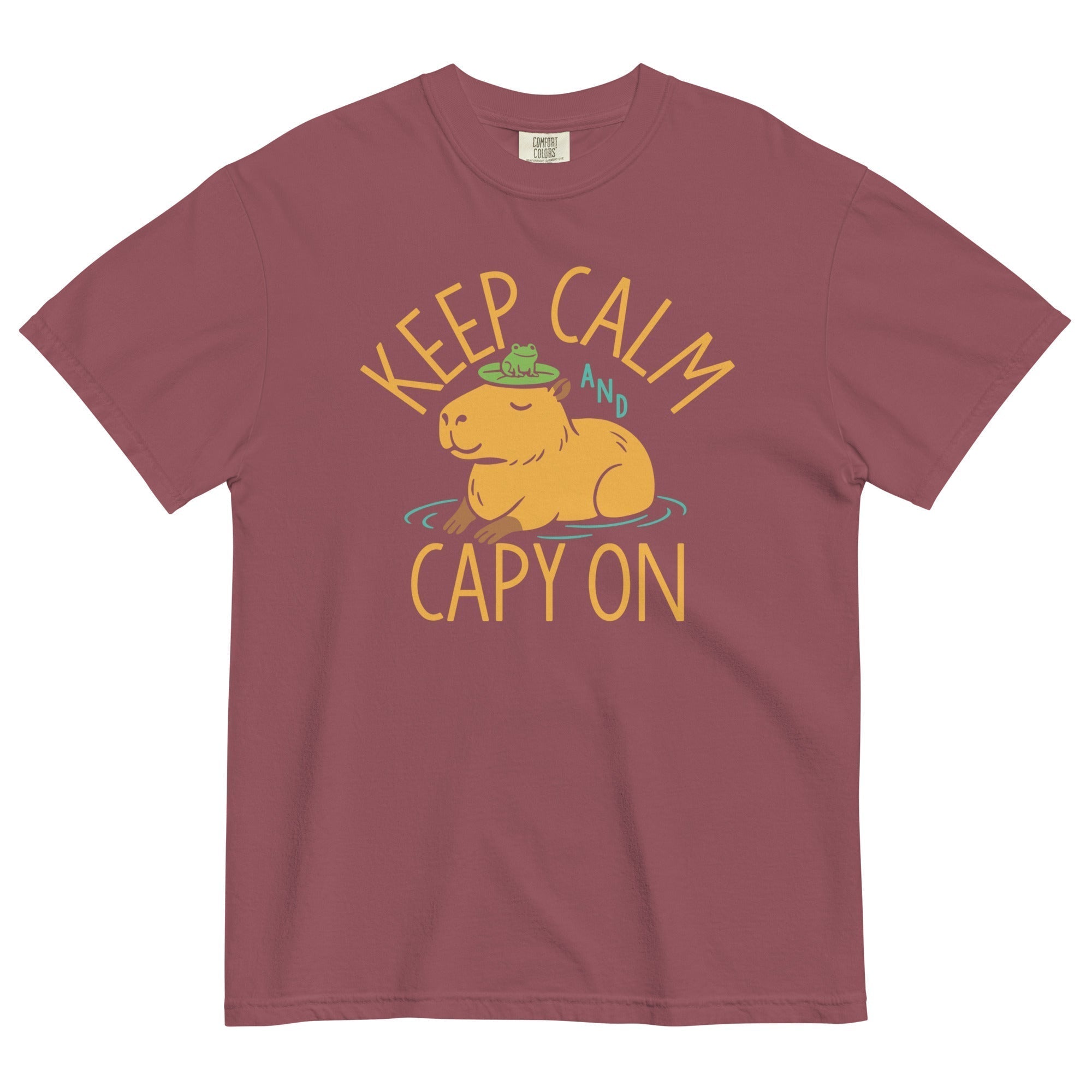 Keep Calm And Capy On Men's Relaxed Fit Tee Hoodie, Sweatshirt | PureTeeCo.com (Image 5)