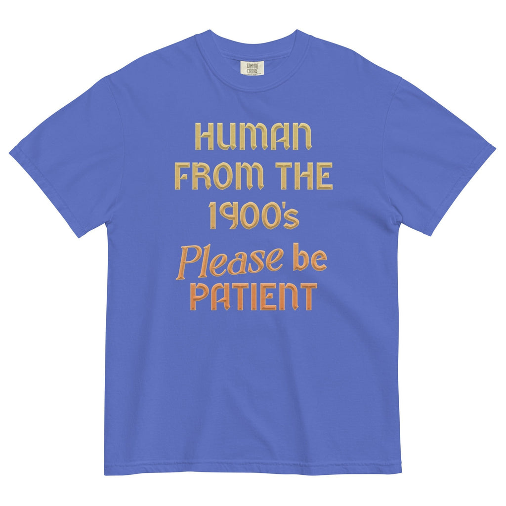 Human From The 1900's Please Be Patient Men's Relaxed Fit Tee Hoodie, Sweatshirt | PureTeeCo.com (Image 3)