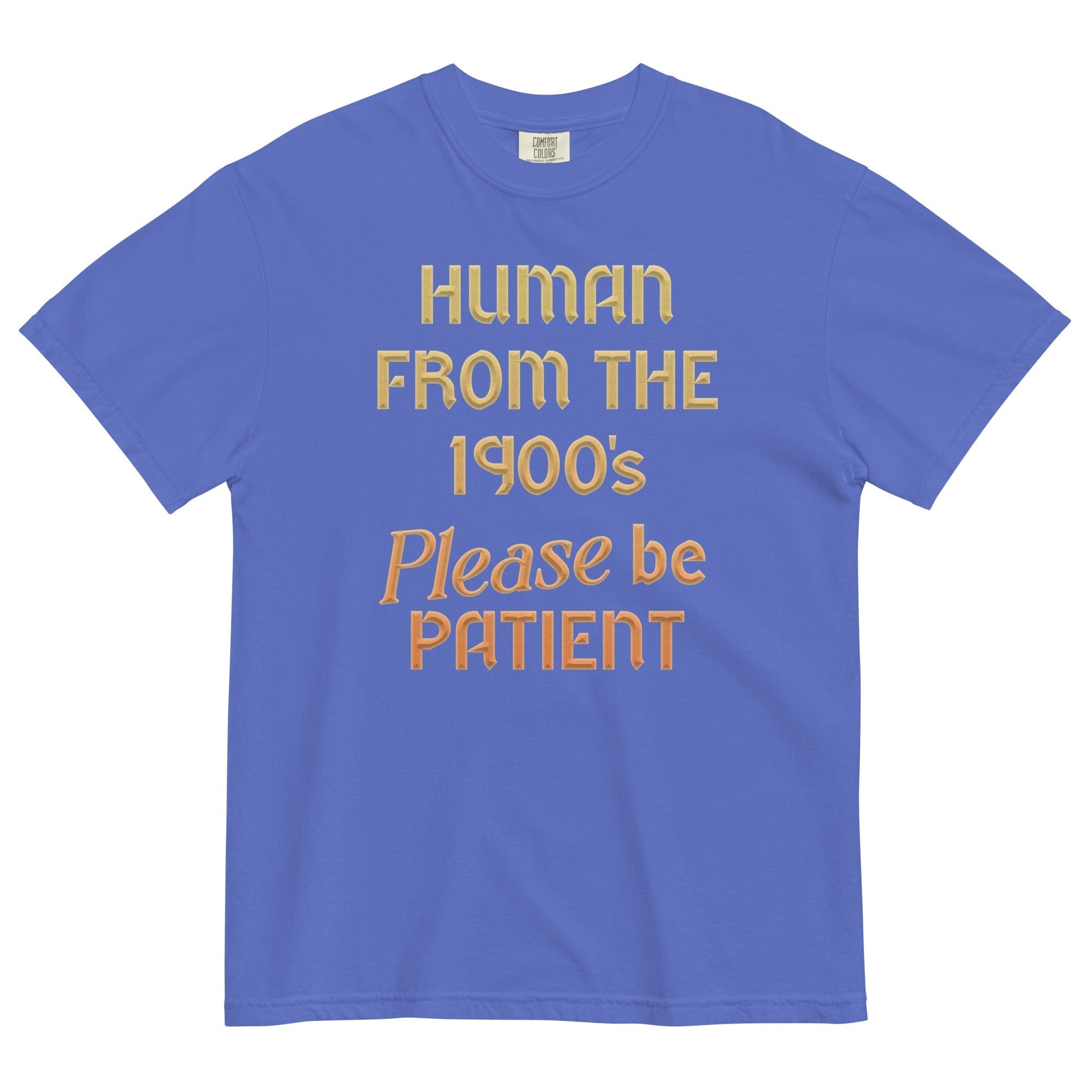 Human From The 1900's Please Be Patient Men's Relaxed Fit Tee Hoodie, Sweatshirt | PureTeeCo.com (Image 3)