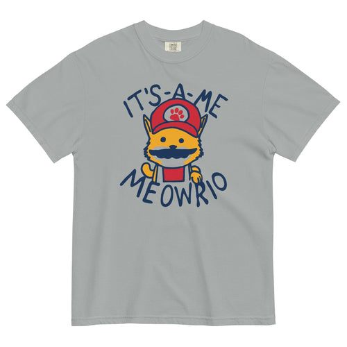 It's-a-me Meowrio Men's Relaxed Fit Tee Hoodie, Sweatshirt | PureTeeCo.com (Image 1)