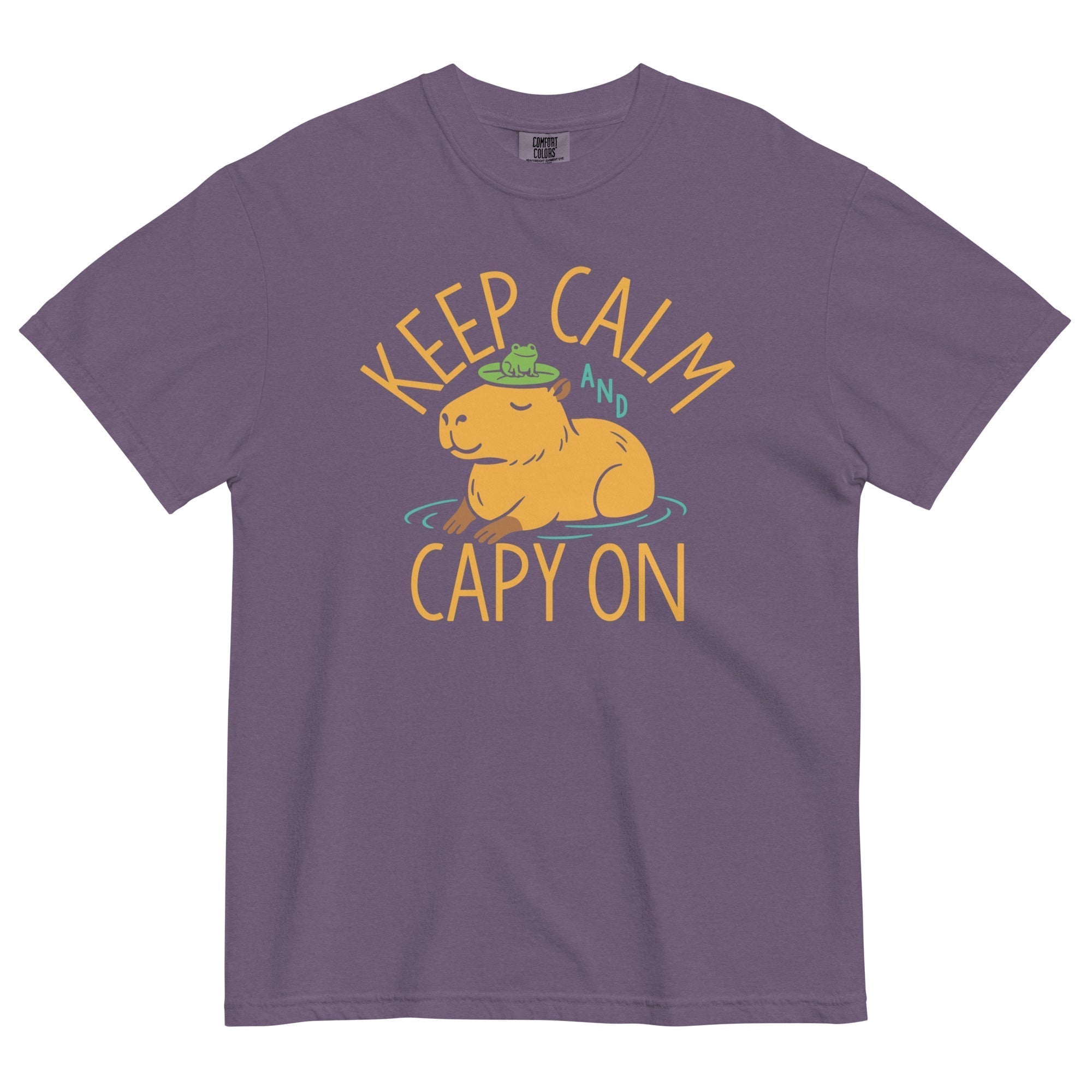Keep Calm And Capy On Men's Relaxed Fit Tee Hoodie, Sweatshirt | PureTeeCo.com (Image 4)