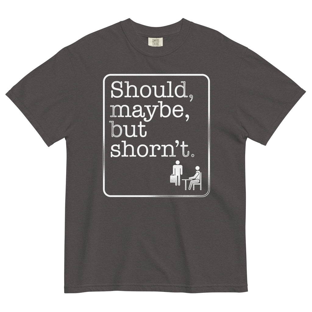 Should, Maybe, But Shorn't Men's Relaxed Fit Tee Hoodie, Sweatshirt | PureTeeCo.com (Image 1)