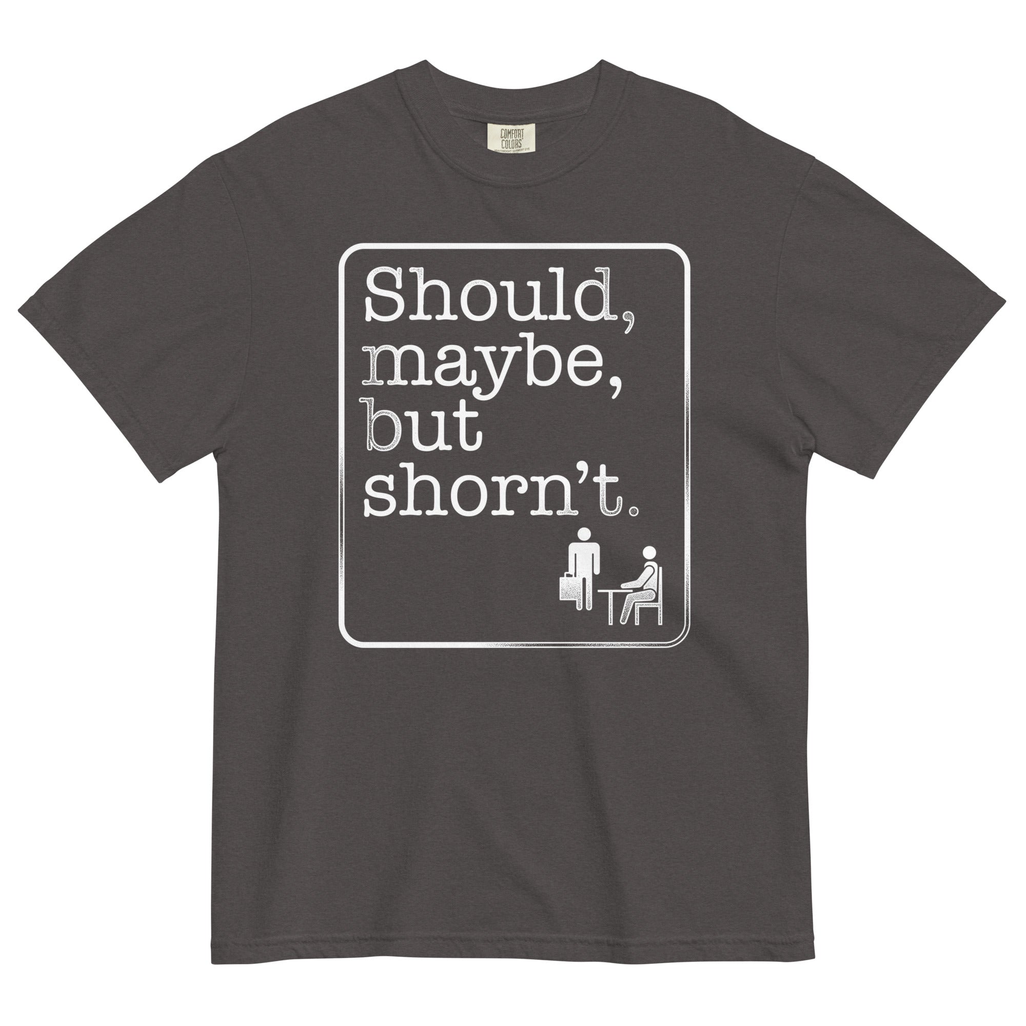 Should, Maybe, But Shorn't Men's Relaxed Fit Tee Hoodie, Sweatshirt | PureTeeCo.com (Image 1)