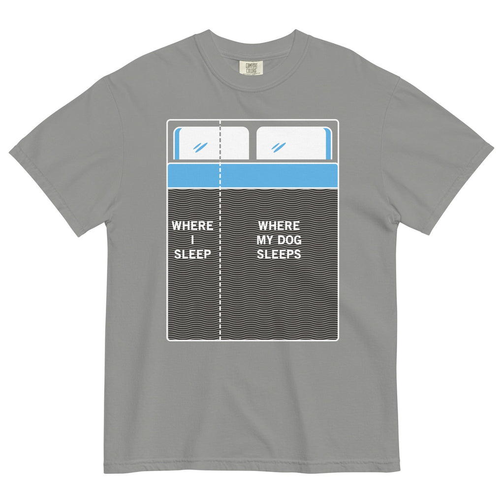 Where I Sleep, Where My Dog Sleeps Men's Relaxed Fit Tee Hoodie, Sweatshirt | PureTeeCo.com (Image 3)