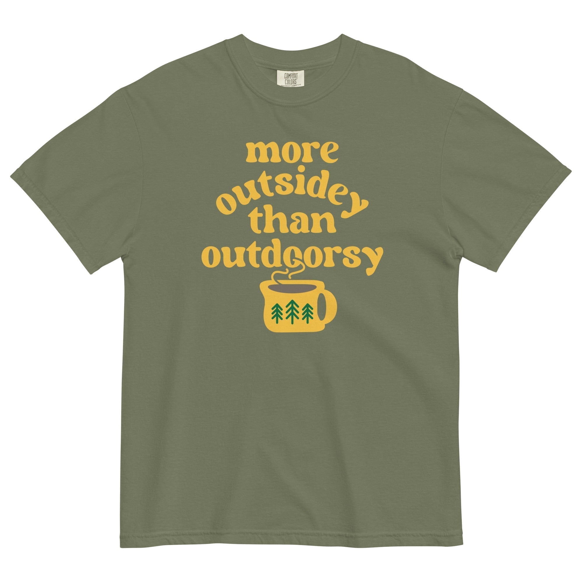 More Outsidey Than Outdoorsy Men's Relaxed Fit Tee Hoodie, Sweatshirt | PureTeeCo.com (Image 1)