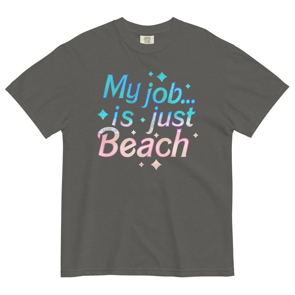 My Job Is Just Beach Men's Relaxed Fit Tee Hoodie, Sweatshirt | PureTeeCo.com (Image 1)