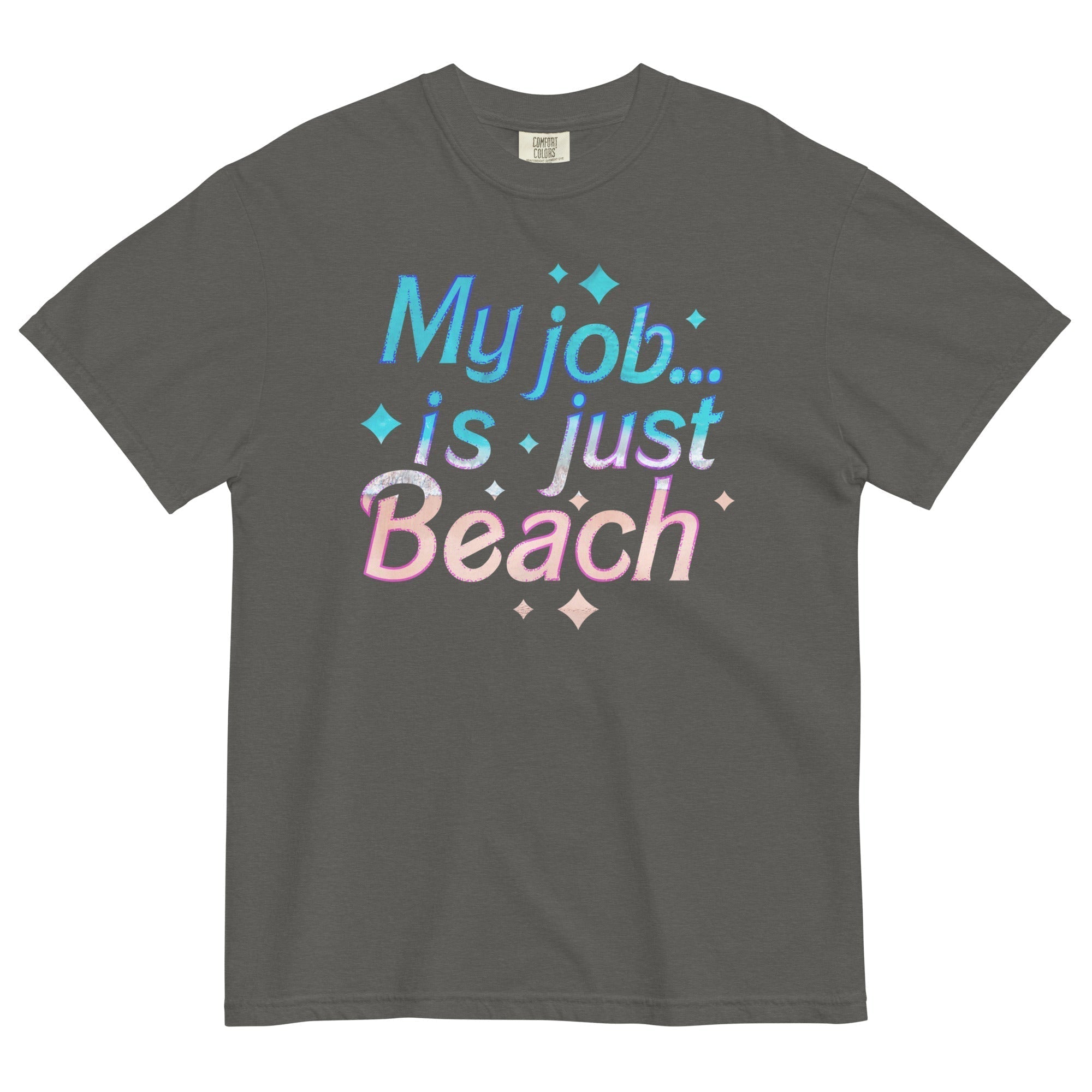 My Job Is Just Beach Men's Relaxed Fit Tee Hoodie, Sweatshirt | PureTeeCo.com (Image 1)