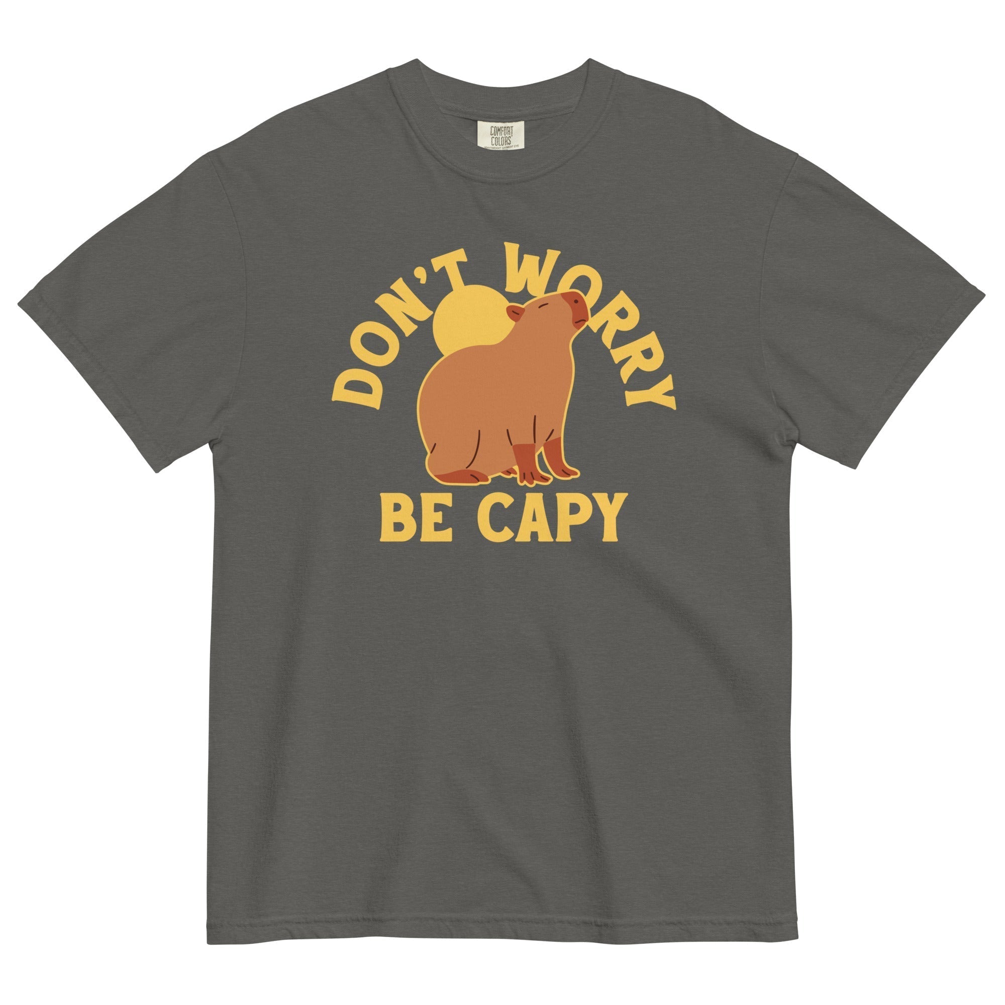 Don't Worry Be Capy Men's Relaxed Fit Tee Hoodie, Sweatshirt | PureTeeCo.com (Image 1)