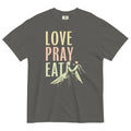 Love Pray Eat Men's Relaxed Fit Tee Hoodie, Sweatshirt | PureTeeCo.com (Image 1)