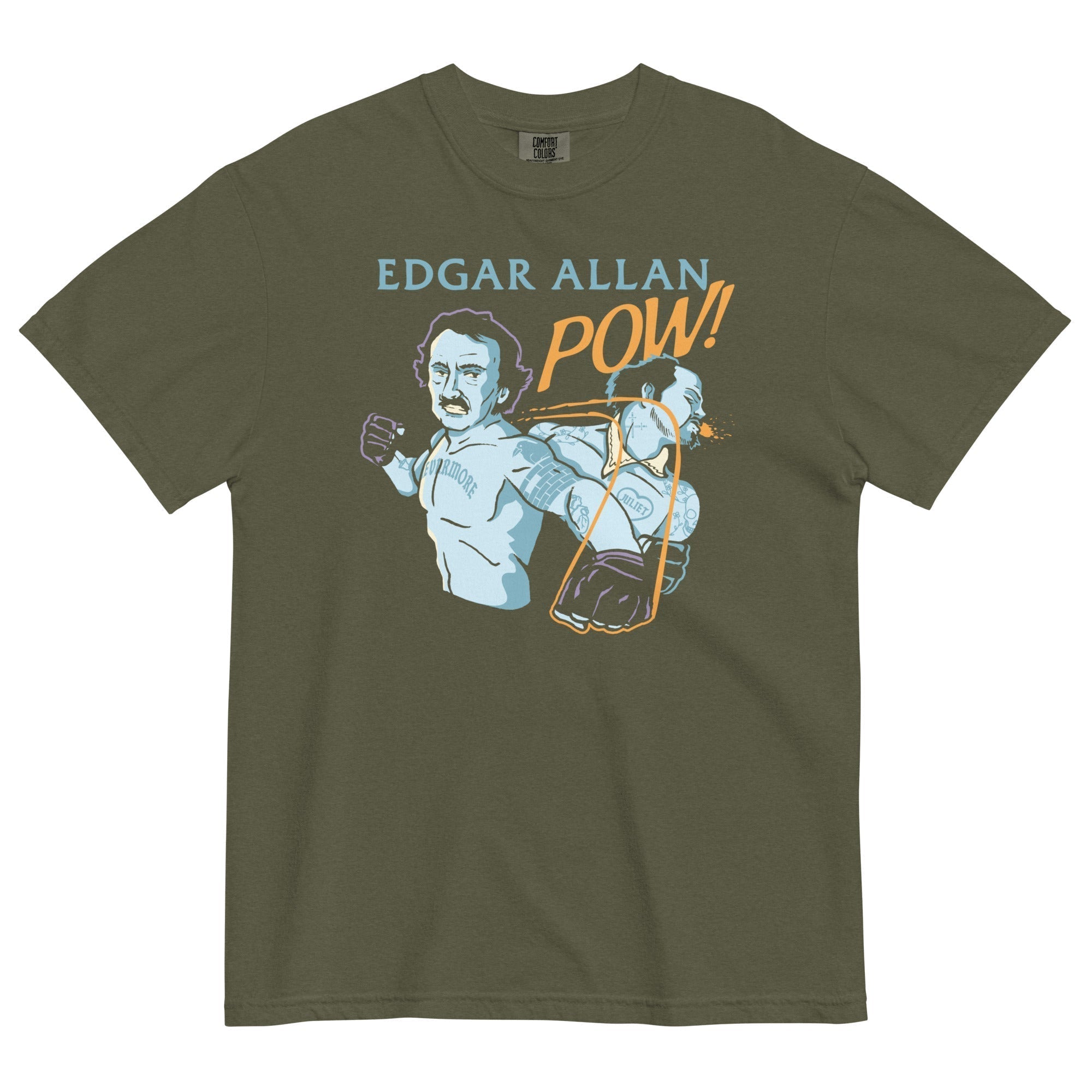 Edgar Allan Pow! Men's Relaxed Fit Tee Hoodie, Sweatshirt | PureTeeCo.com (Image 4)