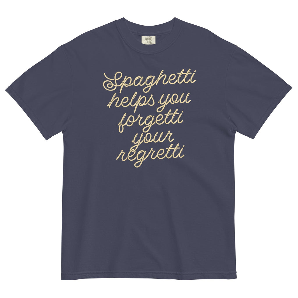 Spaghetti Helps You Forgetti Your Regretti Men's Relaxed Fit Tee Hoodie, Sweatshirt | PureTeeCo.com (Image 2)