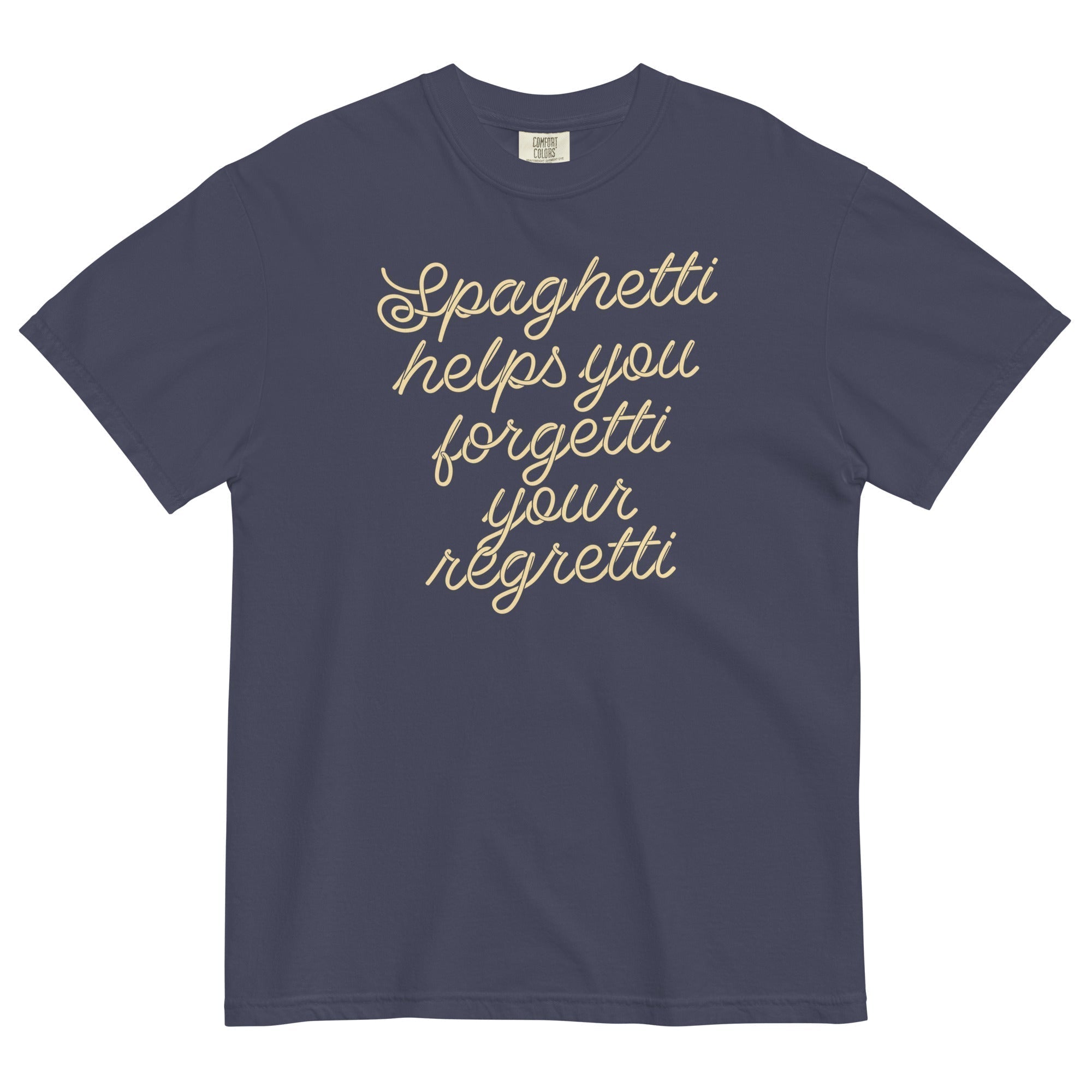 Spaghetti Helps You Forgetti Your Regretti Men's Relaxed Fit Tee Hoodie, Sweatshirt | PureTeeCo.com (Image 2)
