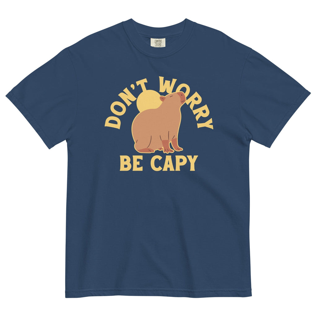 Don't Worry Be Capy Men's Relaxed Fit Tee Hoodie, Sweatshirt | PureTeeCo.com (Image 3)