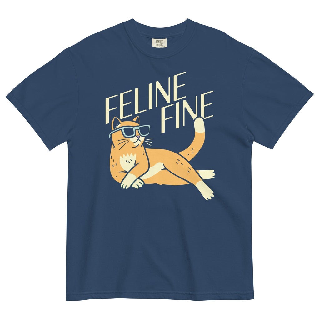 Feline Fine Men's Relaxed Fit Tee Hoodie, Sweatshirt | PureTeeCo.com (Image 1)